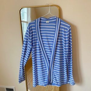 J. Crew Blue & White open-face striped cardigan